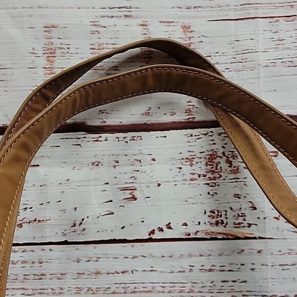 Marc Fisher Black Tan Perforated Vegan Leather Double Handle Handbag Purse - Picture 9 of 16